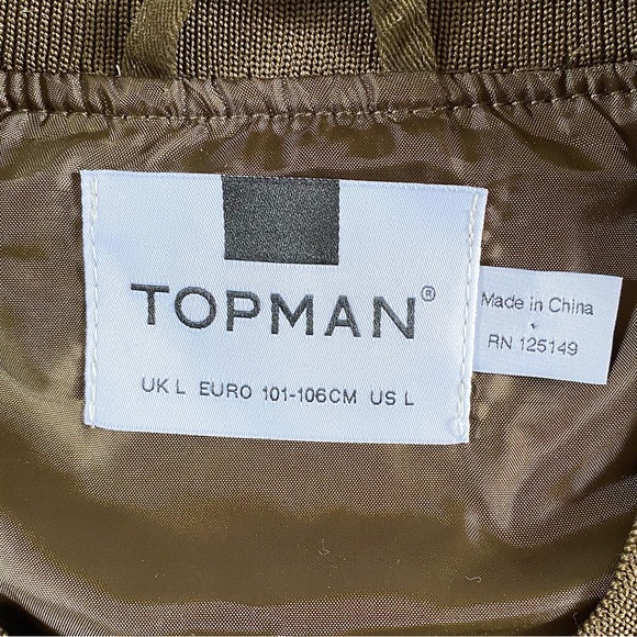 TOPMAN LIGHTWEIGHT MEN'S BOMBER JACKET OLIVE/KHAKI, 100% COTTON, SIZE LARGE NWOT - Picture 8 of 15